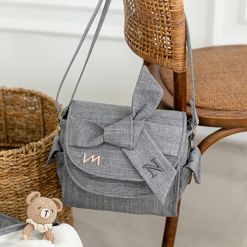 Bolsa Louise Mini Nós Linho Cinza