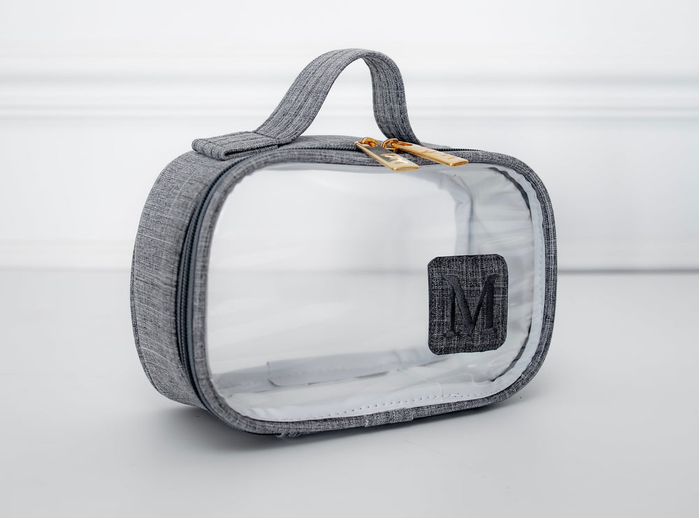 Necessaire Cristal PP linho cinza