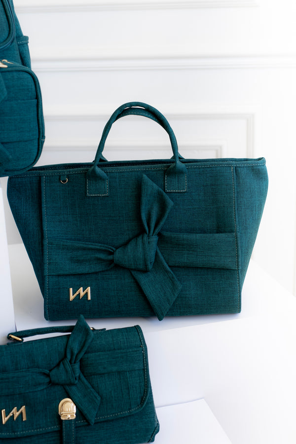 Kit Bolsas Maternidade Nós Verde - Mala de rodinhas,  Mochila 2 em 1 , Bolsa Cloe, Necessaire cristal PP, trocador portátil e kit porta documentos.