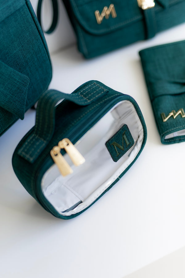Kit Bolsas Maternidade Nós Verde - Mala de rodinhas,  Mochila 2 em 1 , Bolsa Cloe, Necessaire cristal PP, trocador portátil e kit porta documentos.