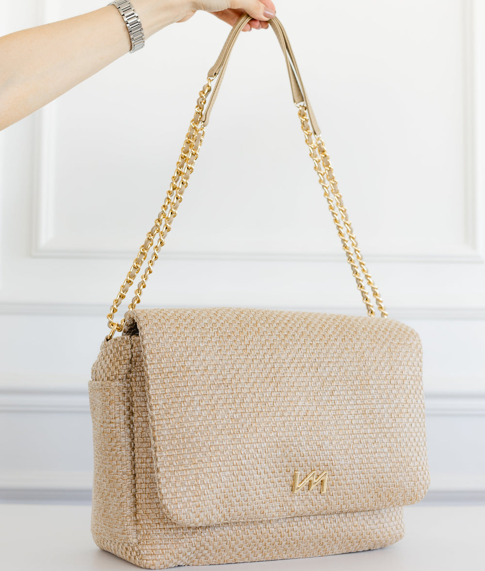 Bolsa Kate Tressê Palha - Pronta Entrega