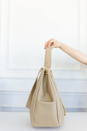 Kit Bolsas Maternidade Ella Bege - Mala de rodinhas, Bolsa Madeleine, Mochila 2 em 1 e trocador portátil.