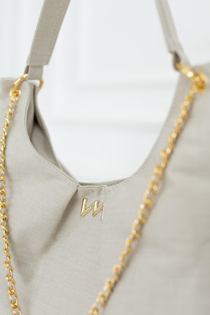 Bolsa Madeleine Linho Bege - Pronta Entrega