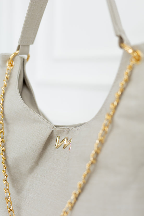 Bolsa Madeleine Linho Bege - Pronta Entrega