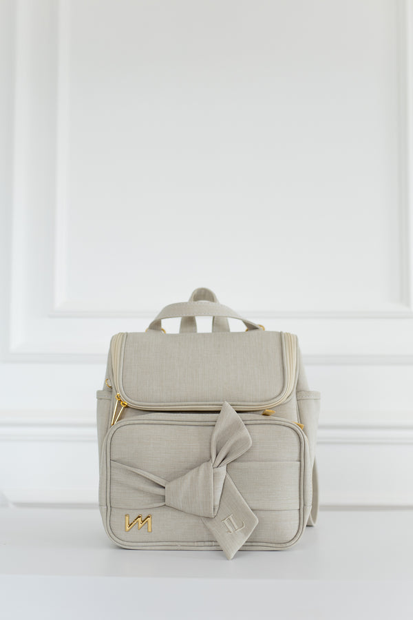 Kit Bolsas Maternidade Nós Bege - Mala de rodinhas, Mochila 2 em 1 , Bolsa Cloe e Kit de Necessaires.