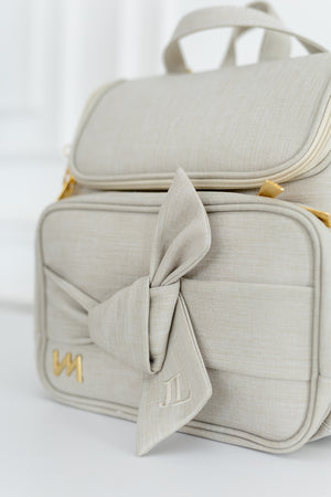 Kit Bolsas Maternidade Nós Bege - Mala de rodinhas, Mochila 2 em 1 , Bolsa Cloe e Kit de Necessaires.