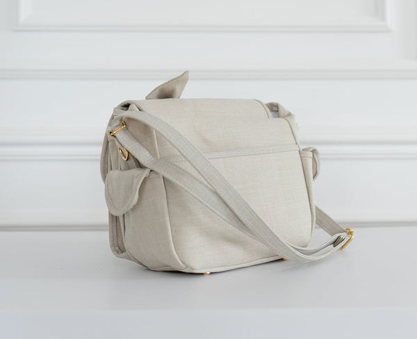 Bolsa Louise Mini Nós Linho Bege - Pronta Entrega