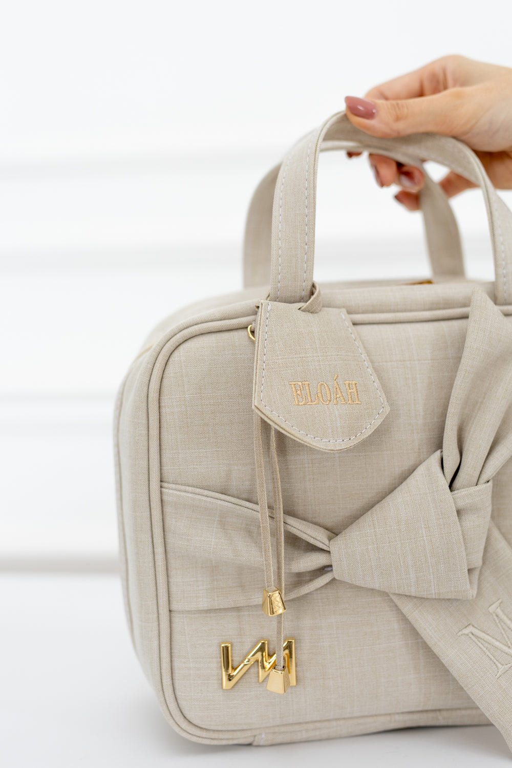 Pingente Ella Nome Linho Bege