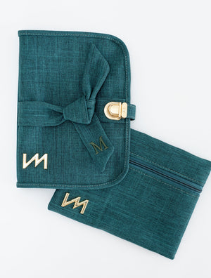 Kit Porta Documentos Nós Linho verde