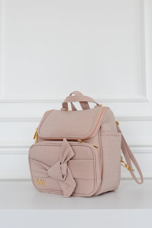 Kit Bolsas Maternidade Nós Rosé - Mala de rodinhas, Bolsa Madeleine, Mochila 2 em 1 e Trocador portátil.