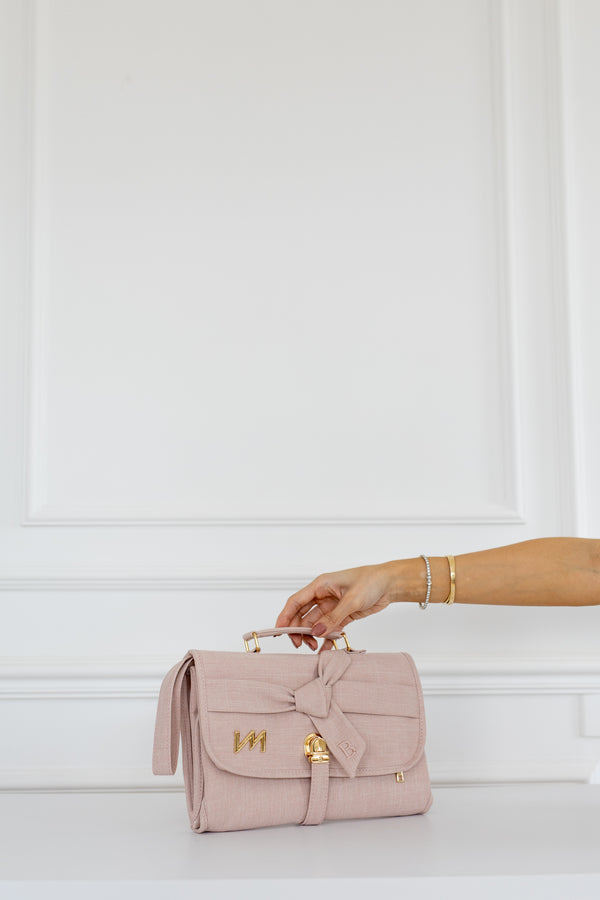 Kit Bolsas Maternidade Nós Rosé - Mala de rodinhas, Bolsa Madeleine, Mochila 2 em 1 e Trocador portátil.