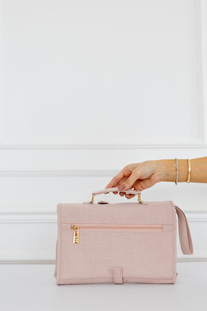 Kit Bolsas Maternidade Nós Rosé - Mala de rodinhas, Bolsa Madeleine, Mochila 2 em 1 e Trocador portátil.