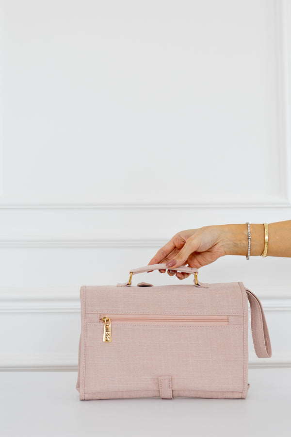 Kit Bolsas Maternidade Nós Rosé - Mala de rodinhas, Bolsa Madeleine, Mochila 2 em 1 e Trocador portátil.