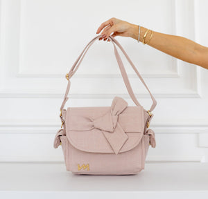 Bolsa Louise Mini Nós Linho Rosé - Pronta Entrega