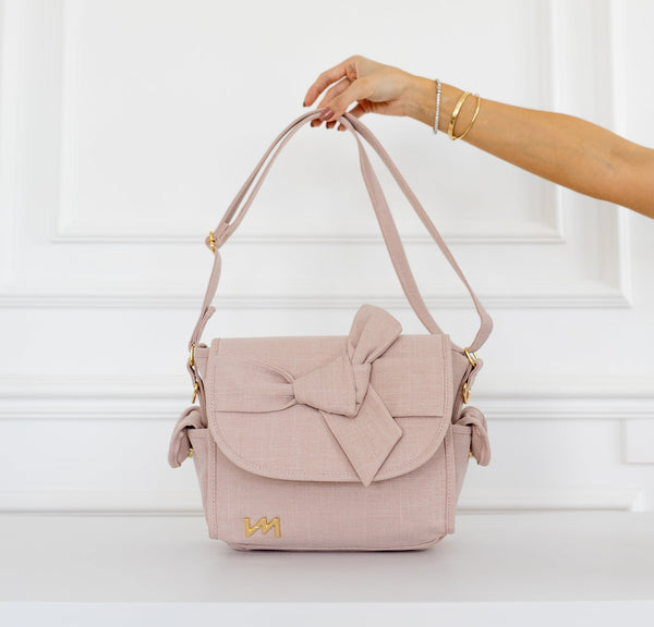 Bolsa Louise Mini Nós Linho Rosé - Pronta Entrega