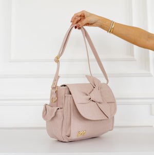 Bolsa Louise Mini Nós Linho Rosé - Pronta Entrega