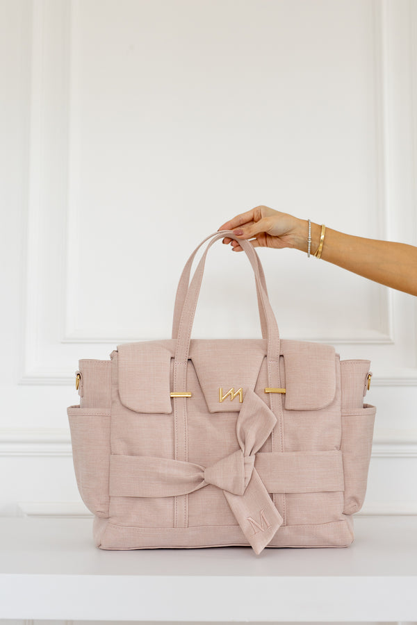 Kit Bolsas Maternidade Nós Rosé - Mala de rodinhas, Cleo, Louise Mini e Kit Porta Documentos