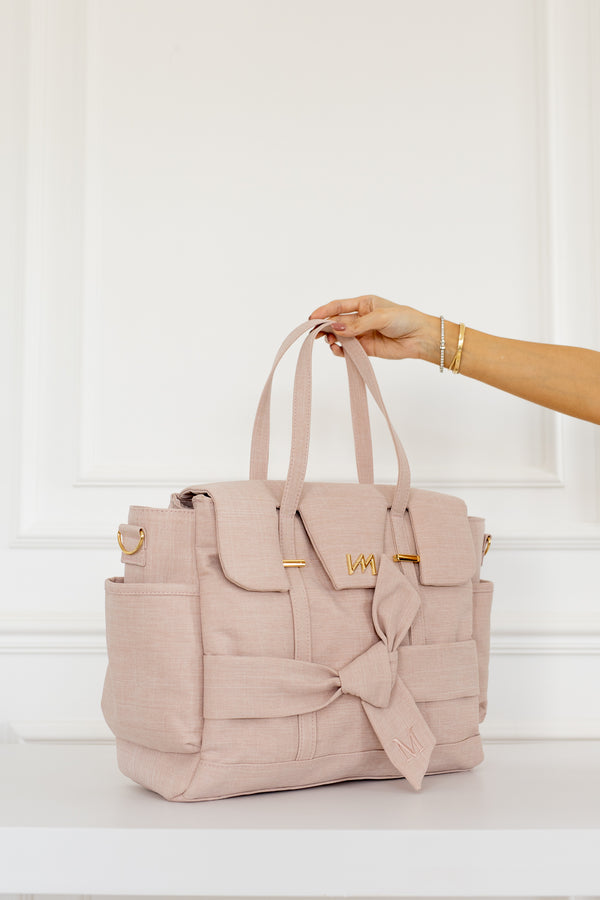 Kit Bolsas Maternidade Nós Rosé - Mala de rodinhas, Cleo, Louise Mini e Kit Porta Documentos