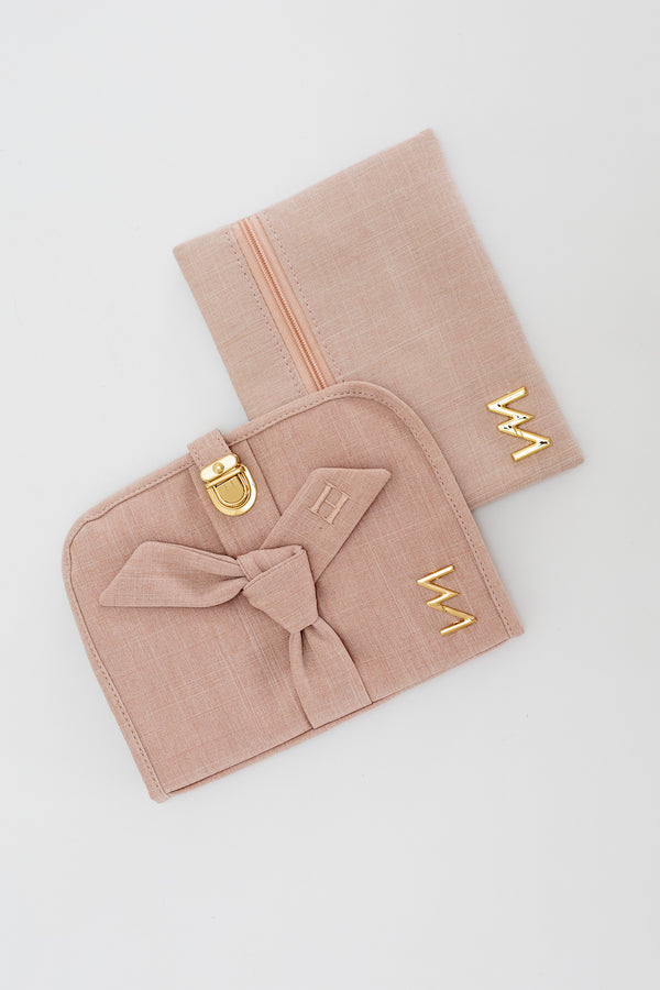 Kit Bolsas Maternidade Nós Rosé - Mala de rodinhas, Cleo, Louise Mini e Kit Porta Documentos