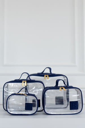 Kit Bolsas Maternidade Nós Marinho - Mala de rodinhas, Bolsa Kate, Mochila 2 em 1 e Kit Cristal.