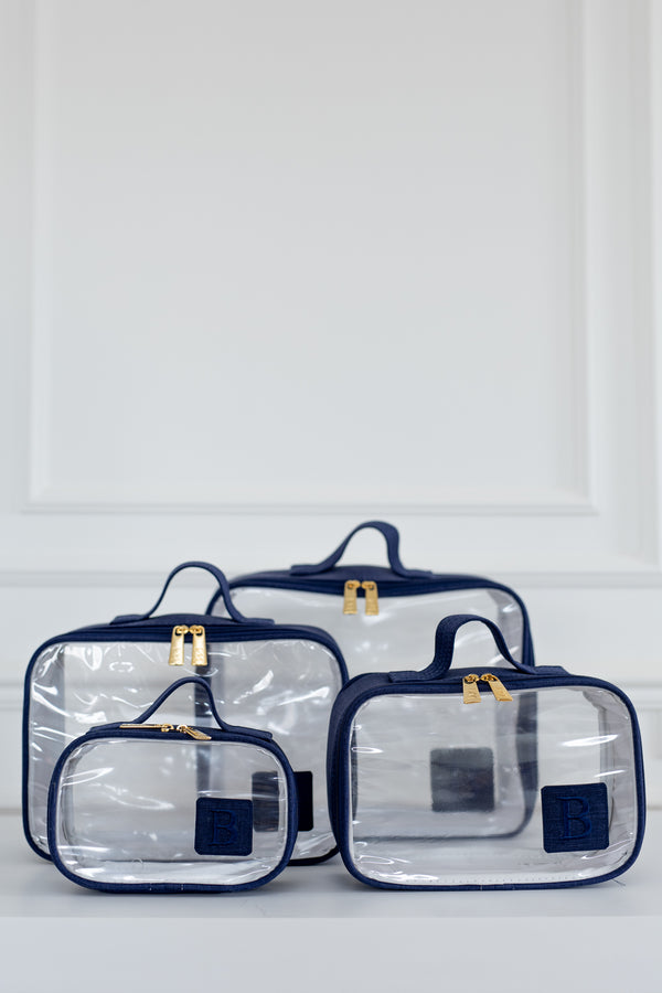 Kit Bolsas Maternidade Nós Marinho - Mala de rodinhas, Bolsa Kate, Mochila 2 em 1 e Kit Cristal.