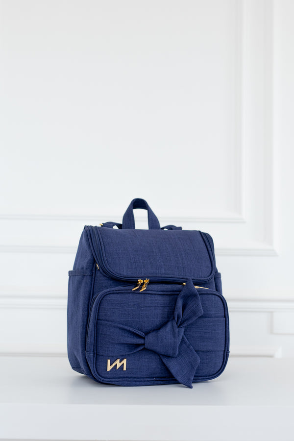 Kit Bolsas Maternidade Nós Marinho - Mala de rodinhas, Bolsa Kate, Mochila 2 em 1 e Kit Cristal.