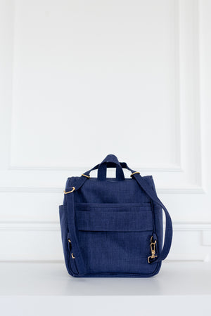 Kit Bolsas Maternidade Nós Marinho - Mala de rodinhas, Bolsa Kate, Mochila 2 em 1 e Kit Cristal.