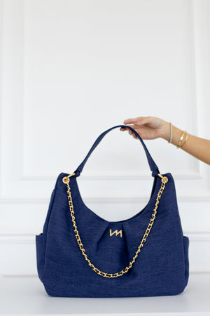 Kit Bolsas Maternidade Nós Marinho - Mala de rodinhas, Bolsa Madeleine, Frasqueira Térmica e Kit Porta Documentos.