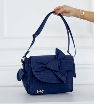 Bolsa Louise Mini Nós Linho Marinho