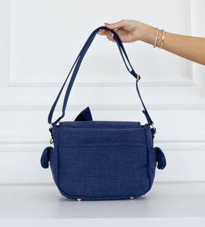 Bolsa Louise Mini Nós Linho Marinho