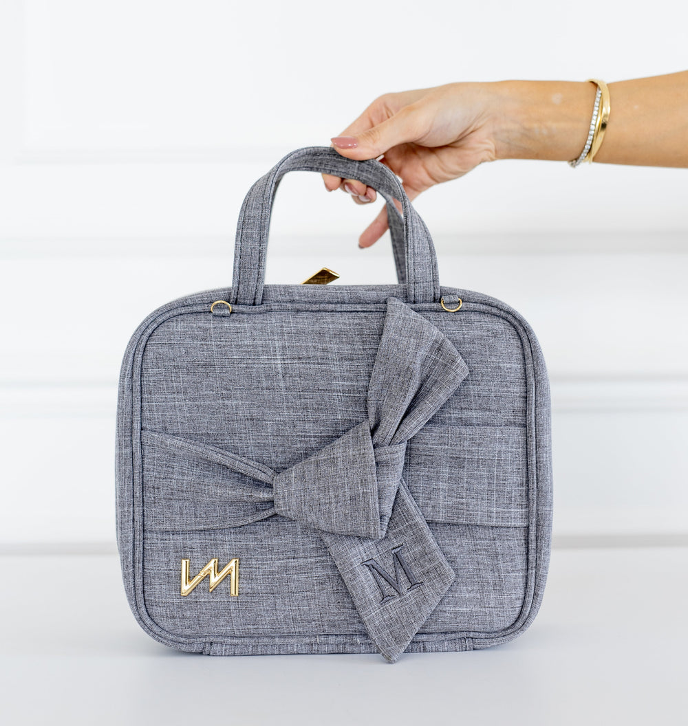 Kit Bolsas Maternidade Nós Cinza - Mala de rodinhas, Bolsa Cleo, Frasqueira térmica e Trocador Portátil