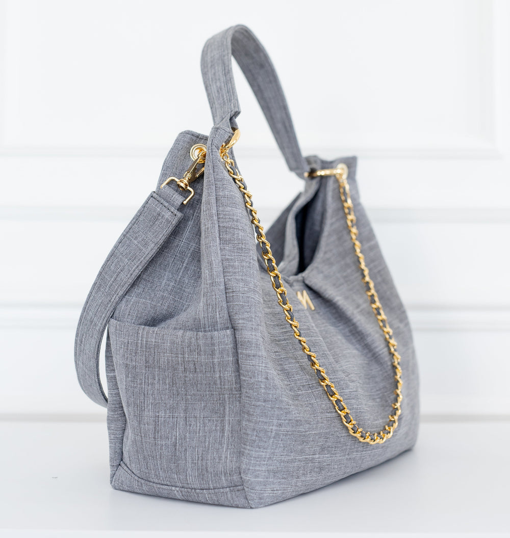 Bolsa Madeleine Linho Cinza