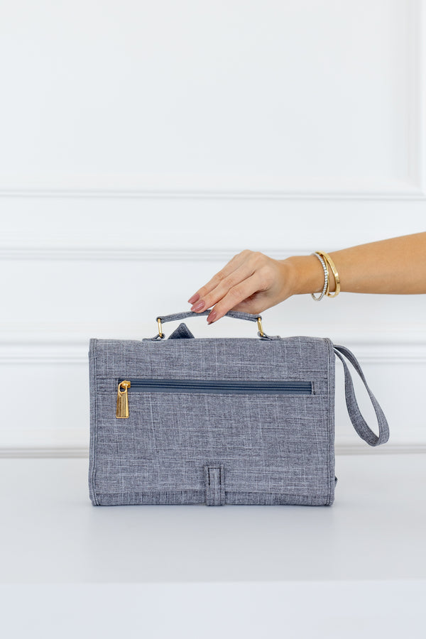 Kit Bolsas Maternidade Nós Cinza - Mala de rodinhas, Bolsa Cleo, Frasqueira térmica e Trocador Portátil