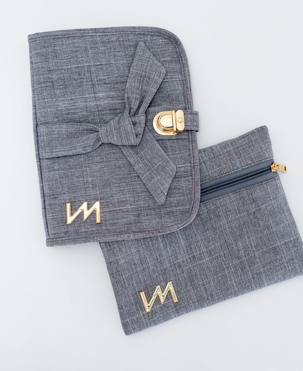 Kit Porta Documentos Nós Cinza