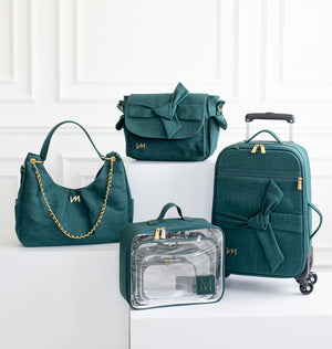 Kit Bolsas Maternidade Nós Verde - Mala de rodinhas, Madeleine, Louise Mini e Kit Cristal