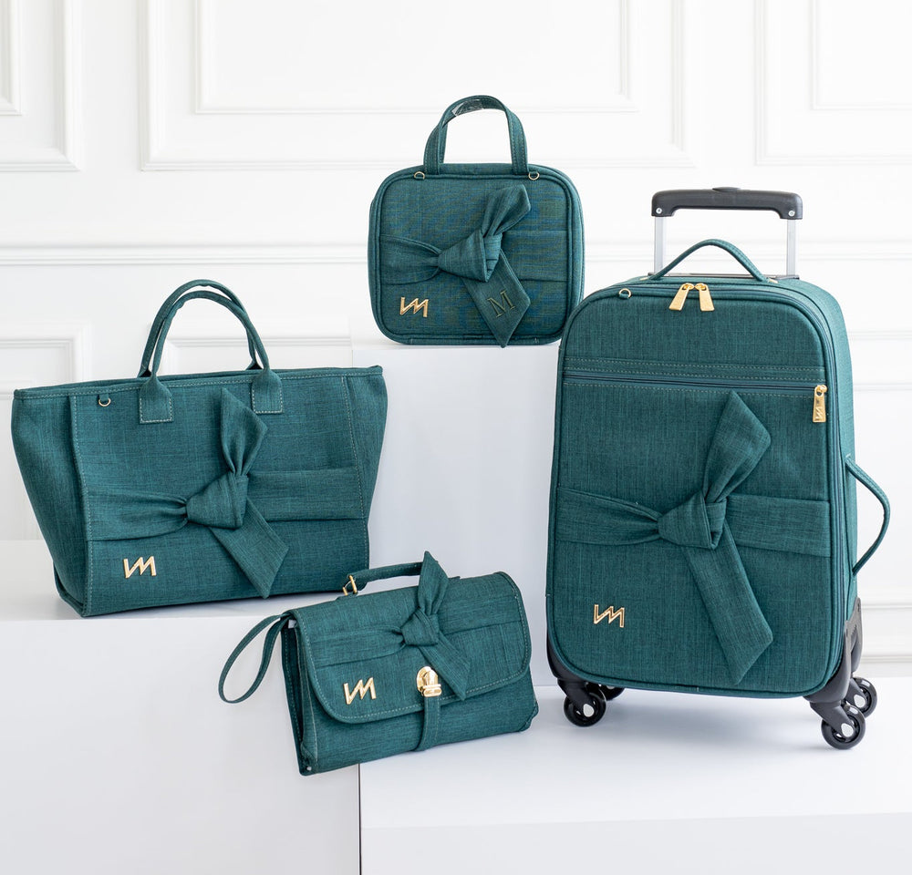 Kit Bolsas Maternidade Nós Verde - Mala de rodinhas, Bolsa Cloé, Frasqueira Térmica e trocador portátil.