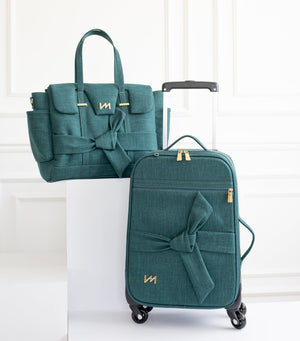 Kit Bolsas Maternidade Nós Verde - Mala de rodinhas e Bolsa Cleo