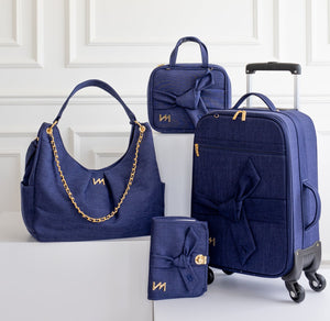 Kit Bolsas Maternidade Nós Marinho - Mala de rodinhas, Bolsa Madeleine, Frasqueira Térmica e Kit Porta Documentos.