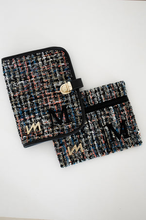 Kit Porta Documentos Tweed preto