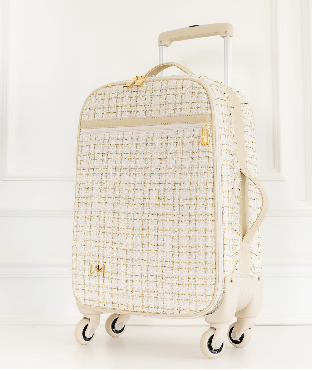 Mala maternidade de Rodinhas Tweed Bege