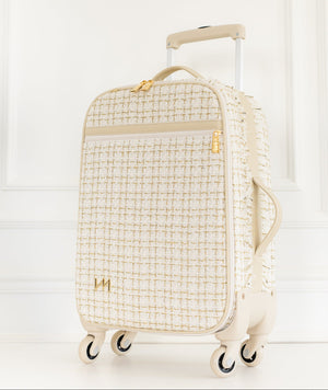 Mala maternidade de Rodinhas Tweed Bege