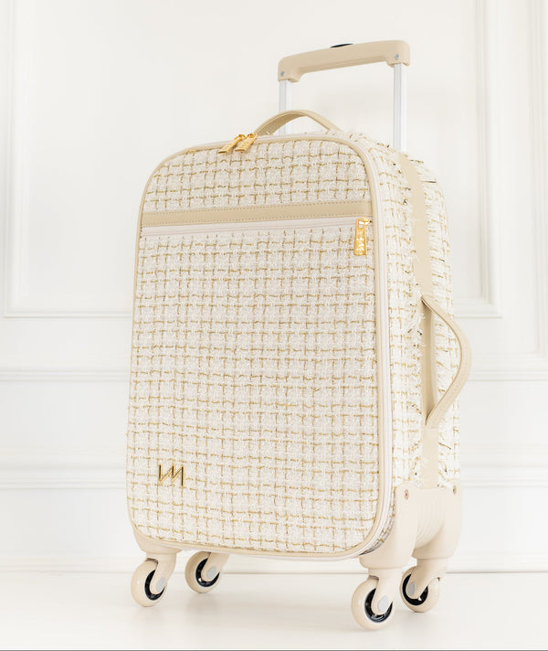 Mala maternidade de Rodinhas Tweed Bege