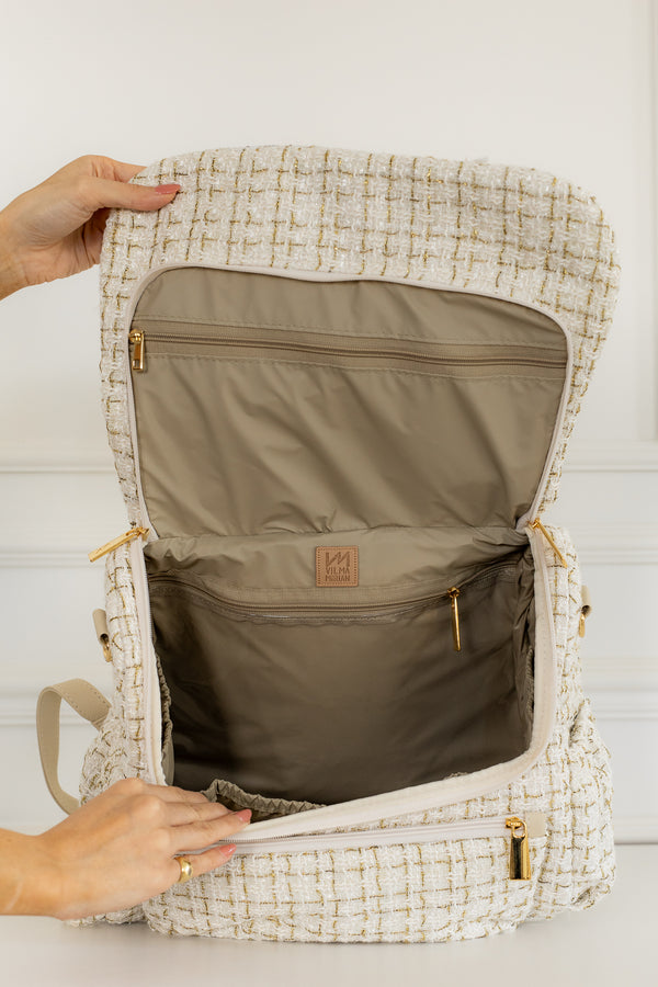 Mochila maternidade Mummy tweed bege
