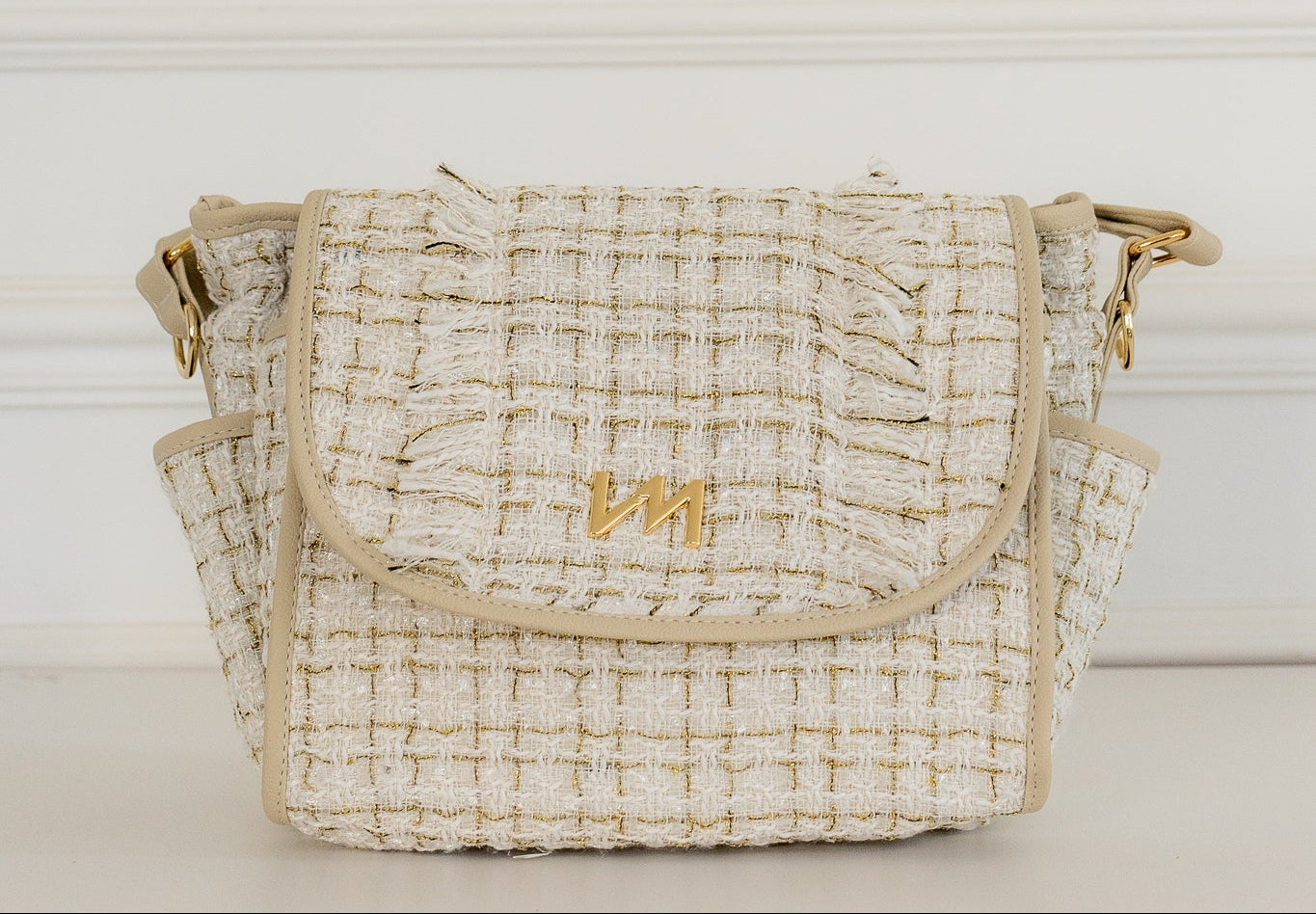 Bolsa maternidade Louise Mini Tweed Bege
