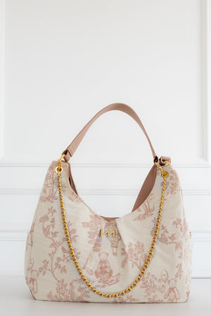 Kit Bolsas Maternidade Le Petit Rosé - Mala de rodinhas, Bolsa Madeleine, Mochila 2 em 1 e trocador portátil.
