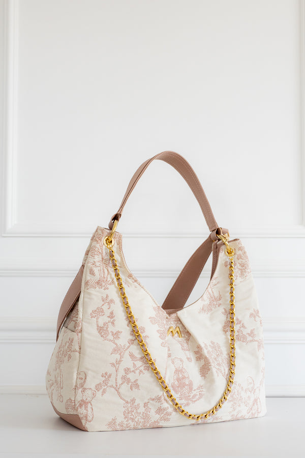Kit Bolsas Maternidade Le Petit Rosé - Mala de rodinhas, Bolsa Madeleine, Mochila 2 em 1 e trocador portátil.