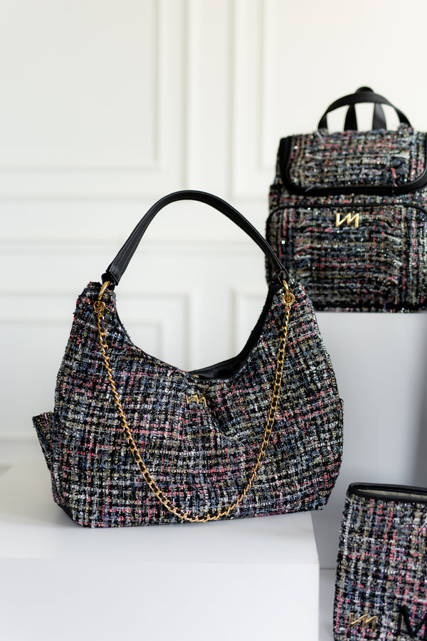 Bolsa Maternidade Madeleine Tweed Preto