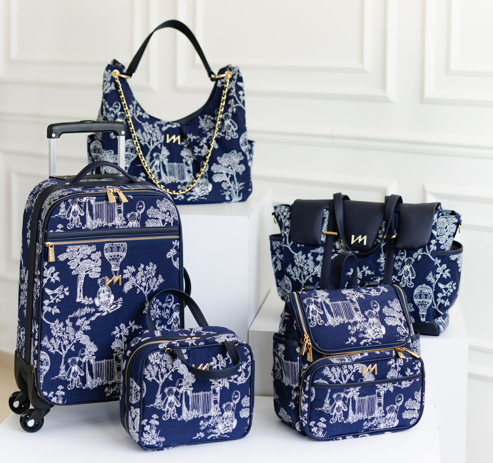 Kit Bolsas Maternidade Le Petit Marinho - Mala de rodinhas, Bolsa Madeleine, Mochila 2 em 1 , Frasqueira térmica e bolsa Cleo