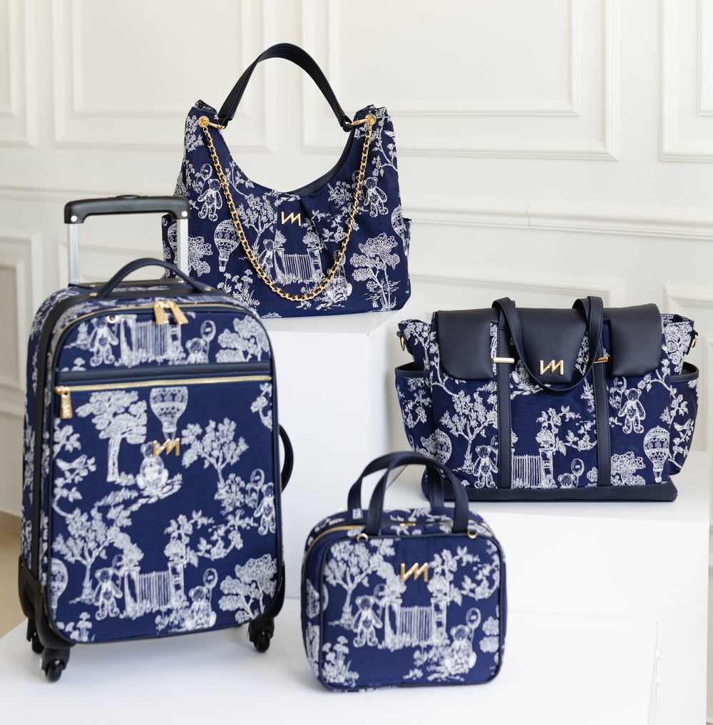 Kit Bolsas Maternidade Le Petit Marinho - Mala de rodinhas, Bolsa Madeleine, Mochila 2 em 1 , Frasqueira térmica e bolsa Cleo