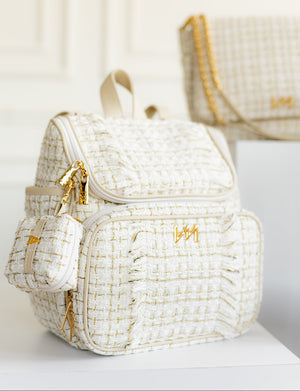 Mochila maternidade  2 em 1 Tweed bege